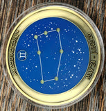My Zodiac Coin - GEMINI - Swarovski® Crystals, 3D, Glow-In-The-Dark - Gold