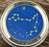 My Zodiac Coin - PISCES - Swarovski® Crystals, 3D, Glow-In-Dark - Antique Silver