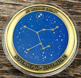 My Zodiac Coin - SAGITTARIUS - Swarovski® Crystals, 3D, Glow-In-The-Dark - Gold