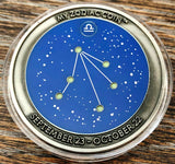 My Zodiac Coin - LIBRA - Swarovski® Crystals, 3D, Glow-In-The-Dark, Silver Color
